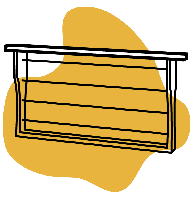 Gelber Klecks mit einem Rähmchen in schematischer Zeichnung