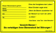 Warn- und Infoschild Bienenstand, Frontansicht