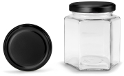 Sechseckglas 390 ml mit 70er schwarz matt