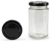 Rundglas hoch 240 ml mit 58er schwarz glänzend