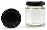Rundglas 142 ml mit 53er schwarz glänzend