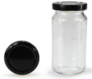 Rundglas hoch 212 ml mit 53er schwarz glänzend
