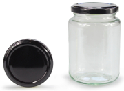 Rundglas hoch 381 ml mit 66er schwarz glänzend