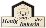 Holz-Verkaufsschild "Honig von der Imkerin"