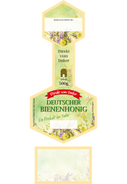 Rütli® Honigglas-Etikett 500 g, Siegel Wabe, Blumenwiese