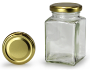 Viereckglas 260 ml mit 58er gold