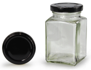 Viereckglas 260 ml mit 58er schwarz glänzend