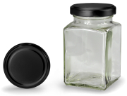 Viereckglas 260 ml mit 58er schwarz-matt