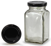 Viereckglas 312 ml mit 58er schwarz glänzend