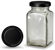 Viereckglas 312 ml mit 58er schwarz-matt