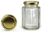 Achteckglas 280 ml mit 58er gold
