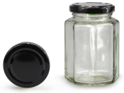Achteckglas 280 ml mit 58er schwarz glänzend