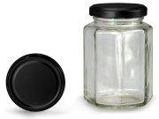 Achteckglas 280 ml mit 58er schwarz-matt